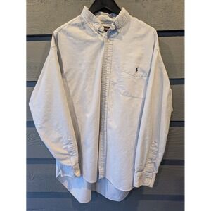 Ralph Lauren Shirt Black Label Mens XL Blue Stripe Button Down Long Sleeve